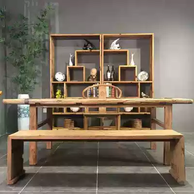 Custom old elm door panel desktop bar panel Solid wood coffee table Old door panel weathered old wooden board Old door panel tea table