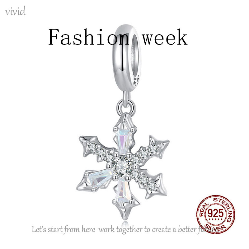 S925 Sterling Silver Snowflake DIY Bracelet Bead Accessories Ice and Snow Series Ice Crystal Pendant Light Luxury High-End Exquisite