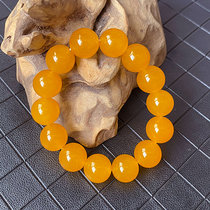 Yellow Dragon Jade Round Pearl Bracelet for men and women Buddha Beads Bracelet Single Circle 14mm Chicken Oil Yellow Jade Handstring Fashion 100 lap