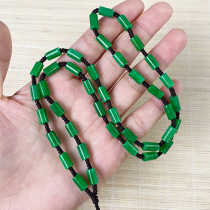 Emerald Barrel Pearl Jade Necklace Accessories all green dry greens green pendant Yupei wool coat chain hanging chain hanging chain