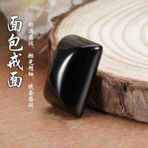 Black chalcedony ring surface bread bare stone ring surface is not inlaid with men and womens egg surface Agate bare stone black ink jade