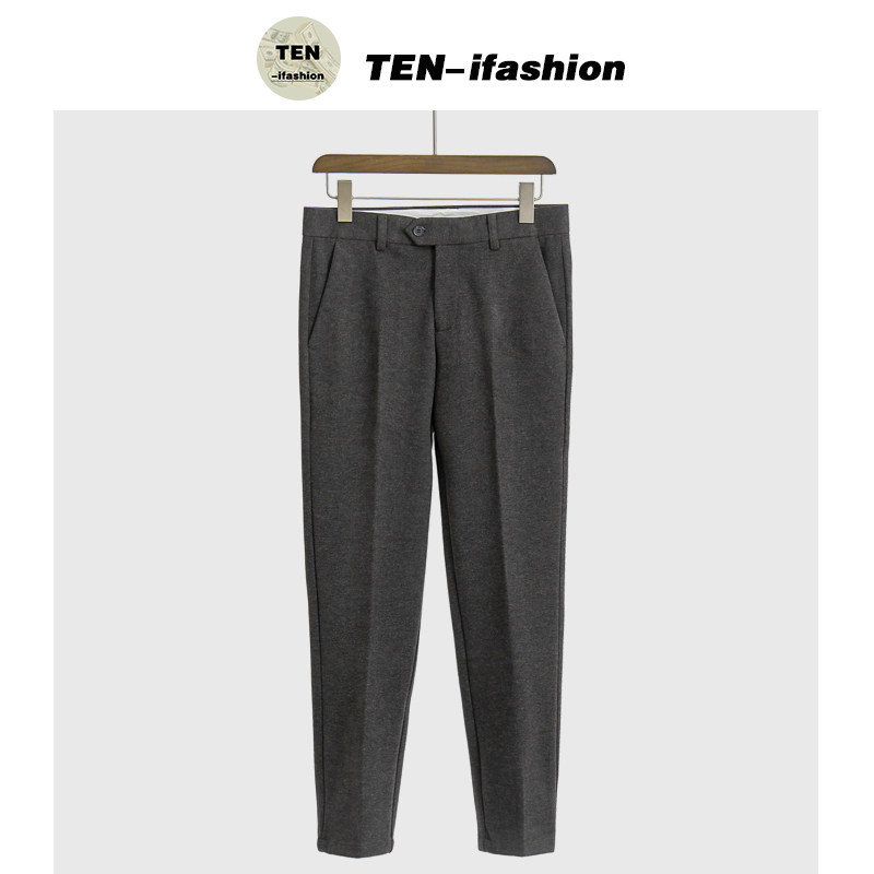 2020 winter new thickened woolen casual pants men's trend Korean version drape free ironing casual long trousers men