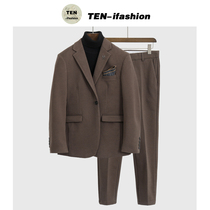 Winter new suit suit mens retro thickened woolen suit jacket mens casual small suit slim suit Korean version