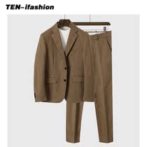Casual suit mens suit trend Korean version of the handsome loose suit mens coat autumn British style wedding small suit