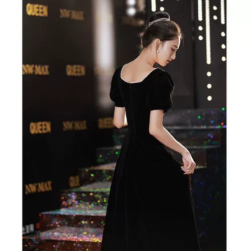 Черное простое платье 2024 Новая музыка Shengyi Test