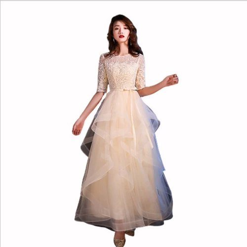 Элегантное длинное вечернее платье, коллекция 2023, французский стиль, цвета шампанского