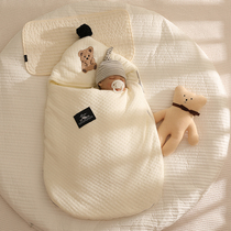 Newborn baby cuddled by spring and autumn pure cotton winter style thickened primary bag covered with anti-throng sleeping bag wrap anti-kick quilt