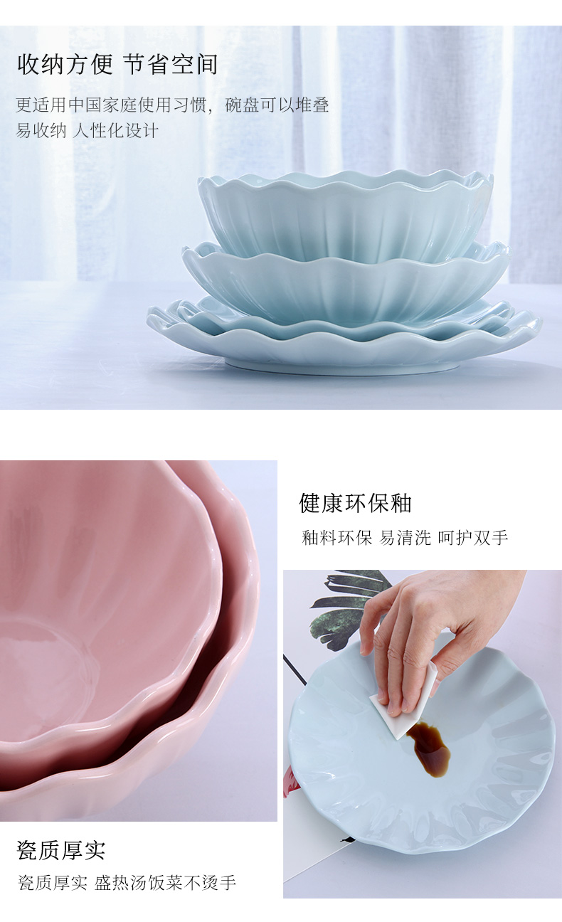 Home to eat bread and butter plate combination of jingdezhen ceramic large 0 Japanese creative contracted the noodles soup bowl dishes