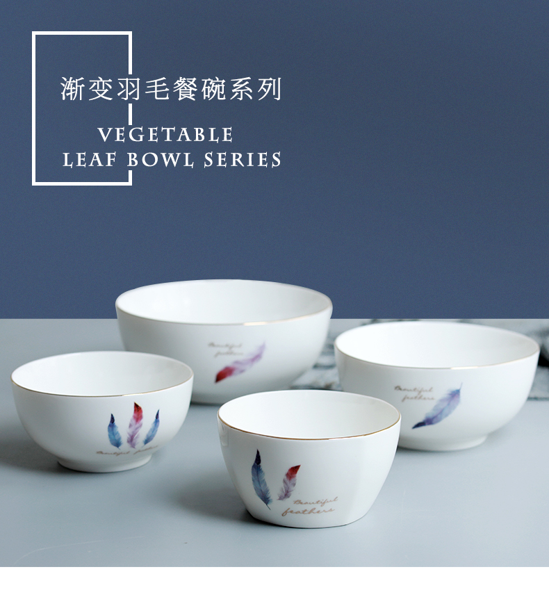 Jingdezhen ceramic bowl domestic large such as soup bowl Japanese contracted Nordic eat bowl under glaze color porcelain tableware