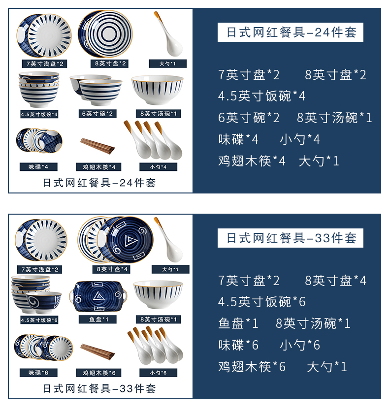 Dishes suit household European web celebrity ceramic rice bowl chopsticks Dishes creativity under the glaze ipads porcelain tableware Dishes