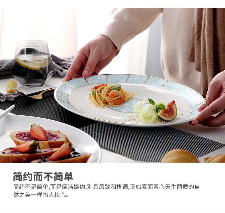 Jingdezhen ceramic steamed fish dish home new large food dish creative contracted dishes ipads porcelain tableware