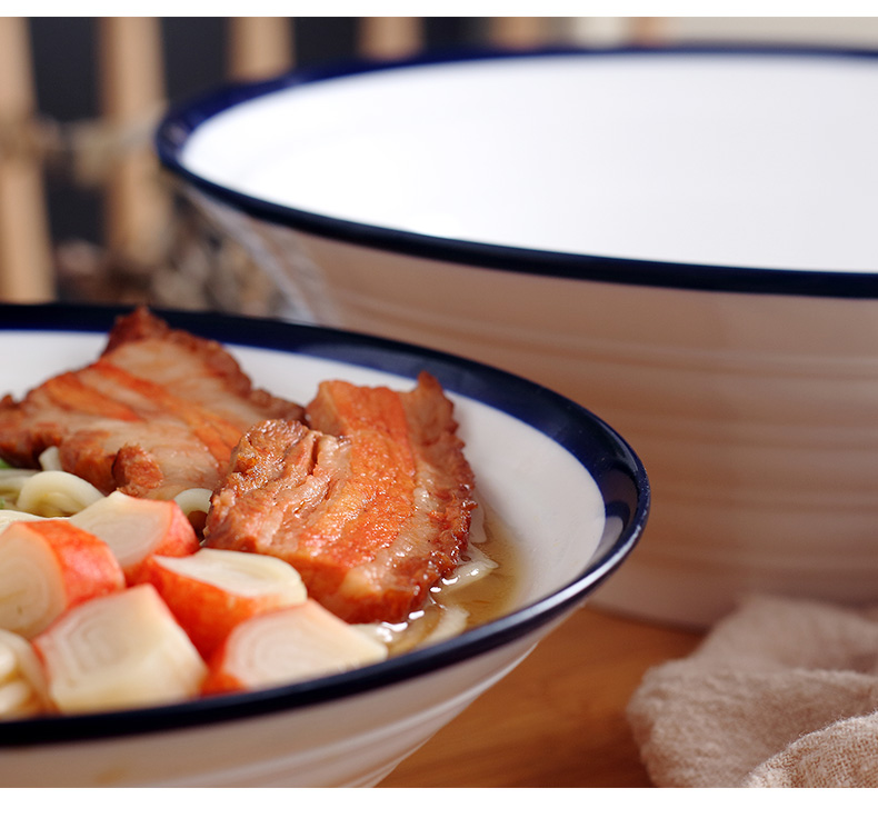 Ceramic bowl household under the glaze color large noodles soup bowl creative simple salad bowl jingdezhen tableware continental eating bread and butter