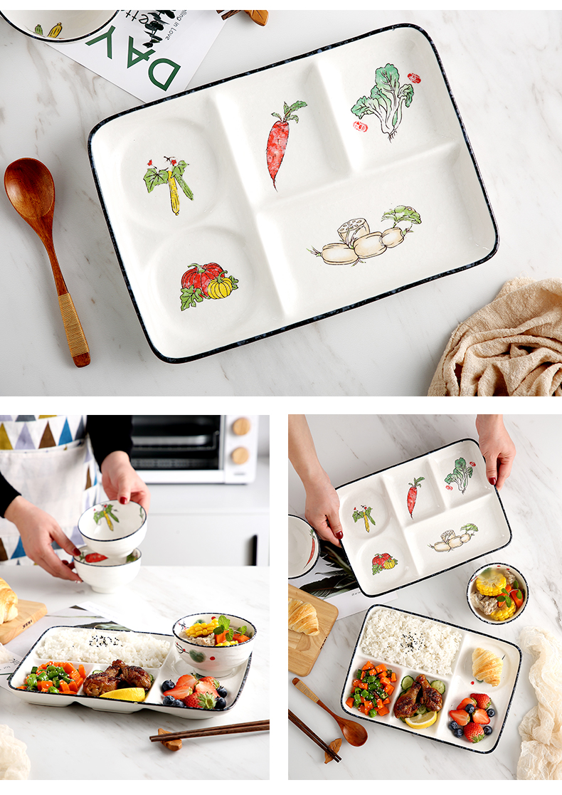 Ceramic cent eat dish home plate disc creative Japanese compartment space plate one breakfast snack plate tableware