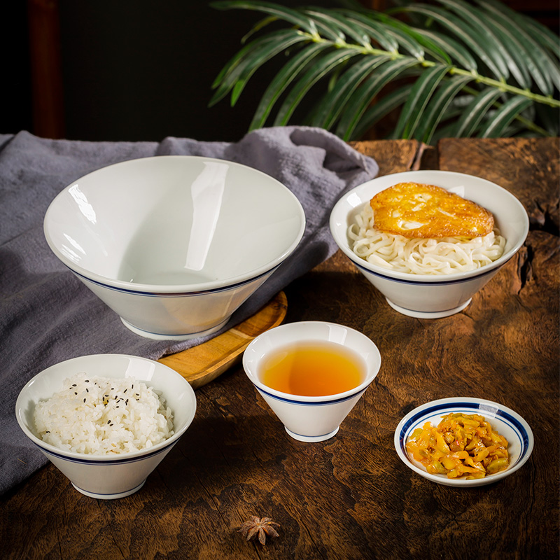 Jingdezhen old blue edge to use household contracted hat to pull under the rainbow such as bowl bowl nostalgic glaze color restoring ancient ways tableware individual