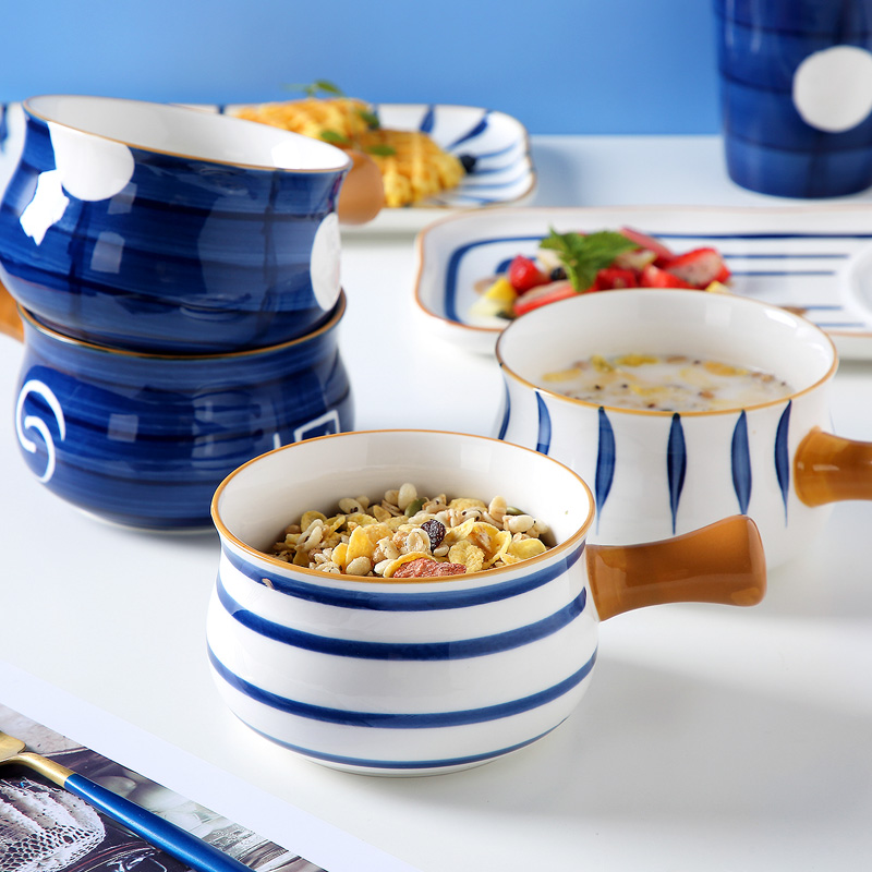 Jingdezhen ceramic household individuality creative dishes suit children oatmeal for breakfast bowl dishes one eating utensils