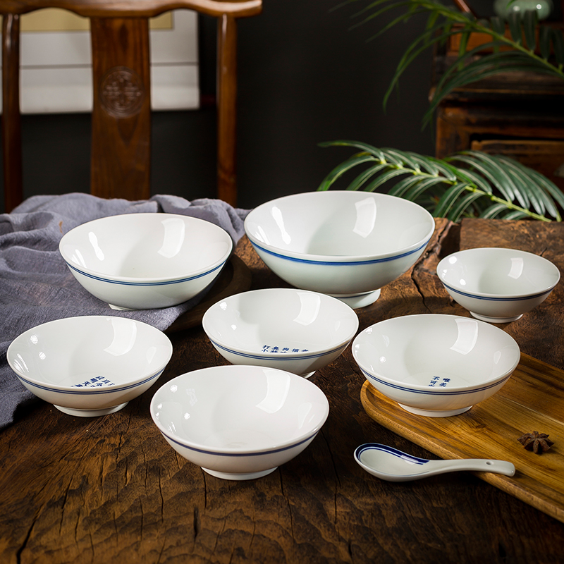 Jingdezhen ceramic blue edge, a bowl of household of Chinese style of creative move eat bowl under the glaze color old tableware single restoring ancient ways