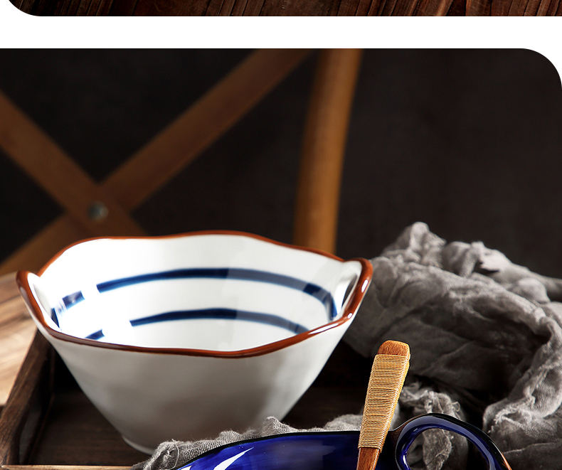 Japanese household ceramic bowl ears pull rainbow such use creative move hat to eat rainbow such as bowl bowl of soup to use a single network red tableware