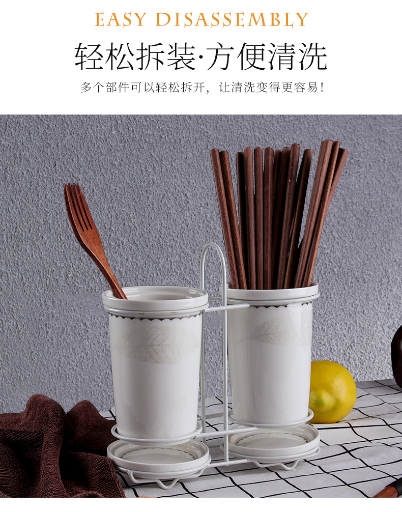 Binocular/box of bamboo chopsticks tube/cage mouldproof waterlogging under caused by excessive rainfall rack shelf Korean creative ceramic kitchen supplies