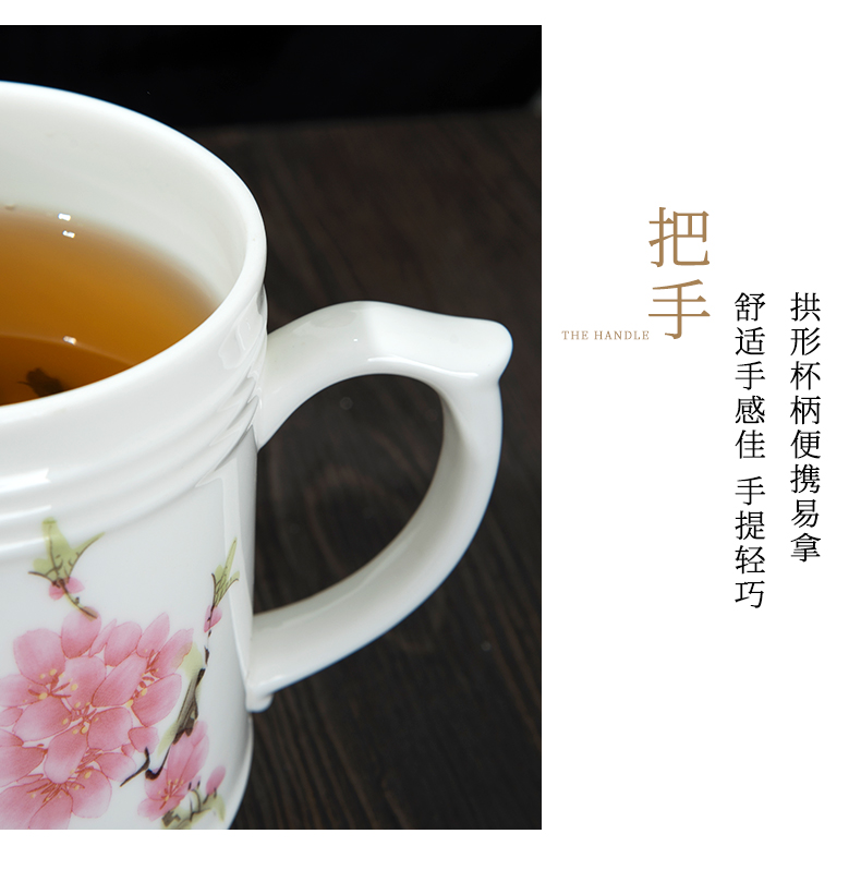 Jingdezhen ipads porcelain ceramic cups with cover large capacity of tea cup home office cup boss cup overlord cup