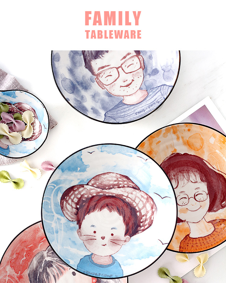 Japanese dishes suit 0 chopsticks the household ceramics creative cartoon family eat rice bowl spoon, jingdezhen tableware