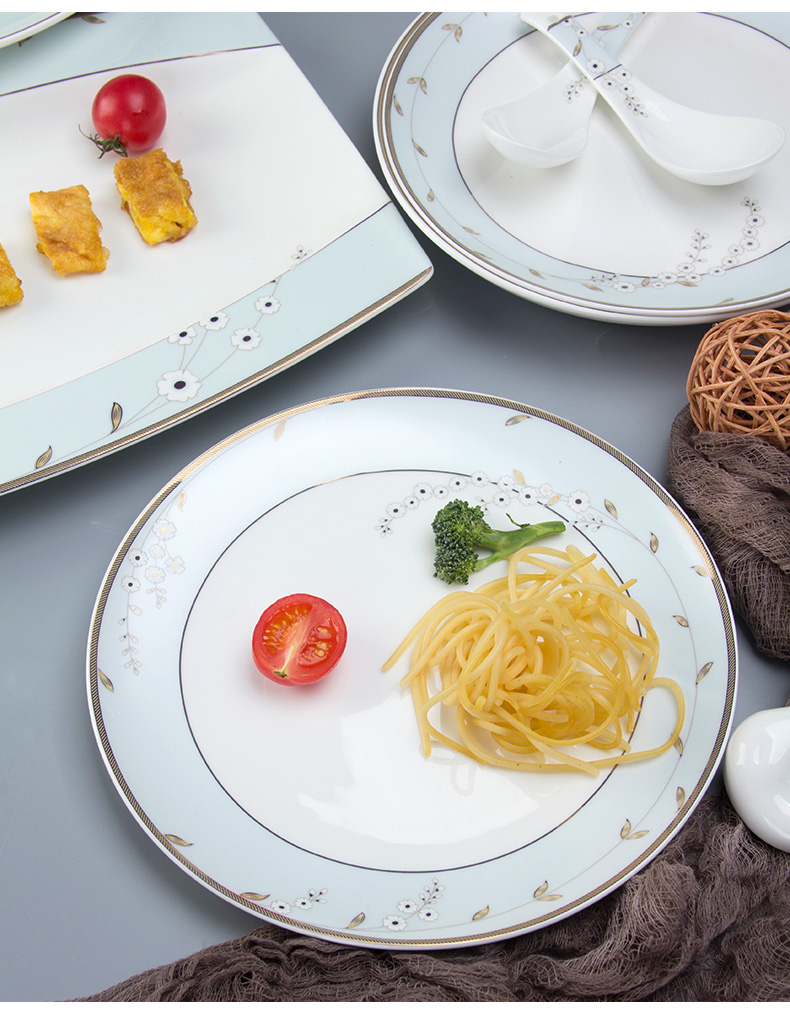 Dishes suit household contracted ipads porcelain Dishes eat ceramic bowl soup plate tableware chopsticks spoons combination of simple but elegant and pure and fresh