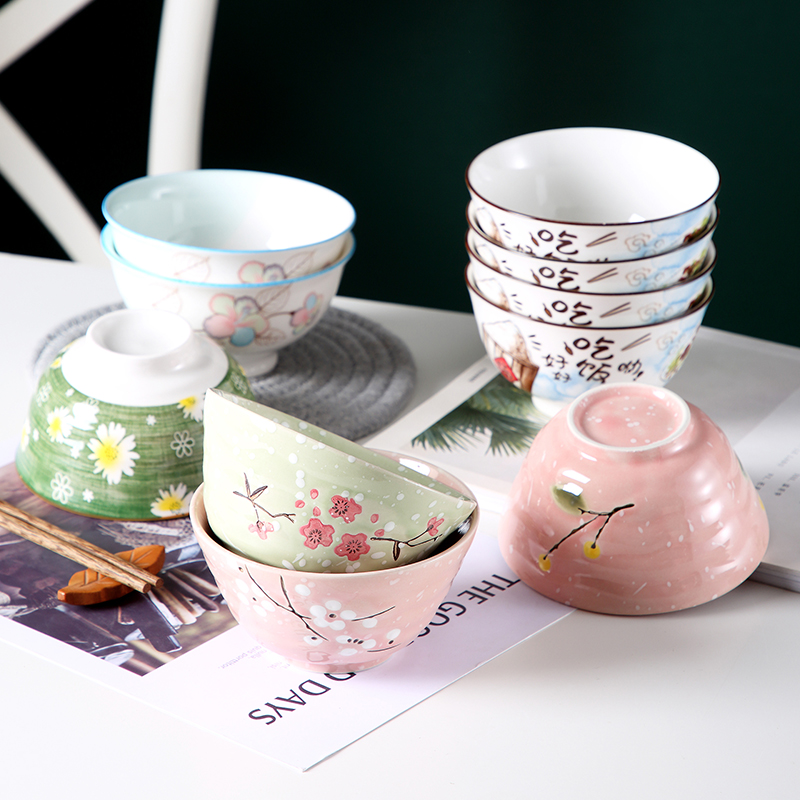 Jingdezhen ceramic bowl Japanese household 10 suit soup bowl mercifully rainbow such as bowl dishes dishes dishes under the glaze color