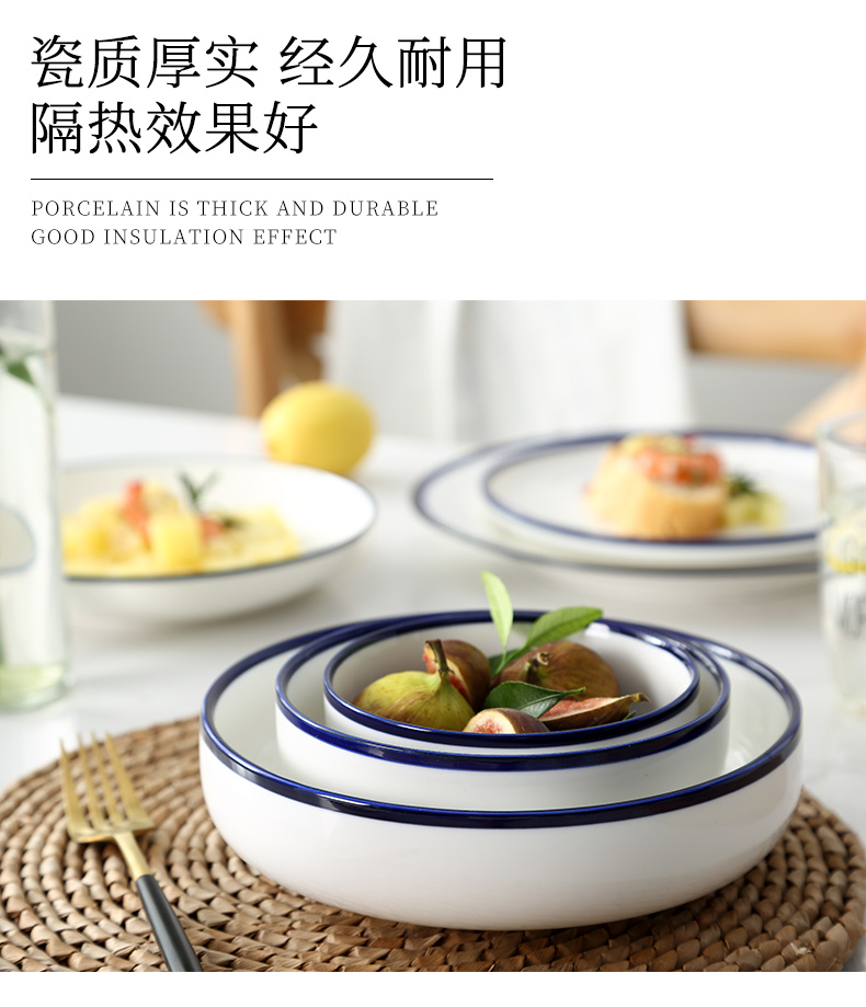 Jingdezhen ceramic bowl under the glaze color of household of Chinese style restoring ancient ways hat to pull a bowl noodles soup bowl salad bowl contracted tableware