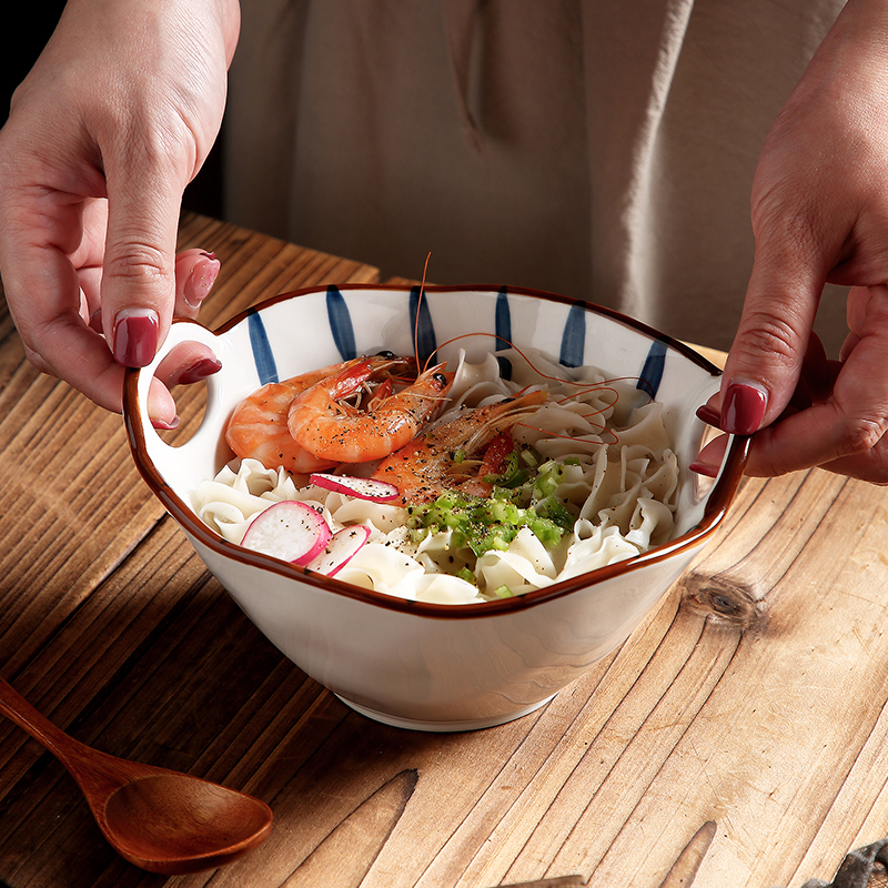 Japanese household ceramic bowl ears pull rainbow such use creative move hat to eat rainbow such as bowl bowl of soup to use a single network red tableware
