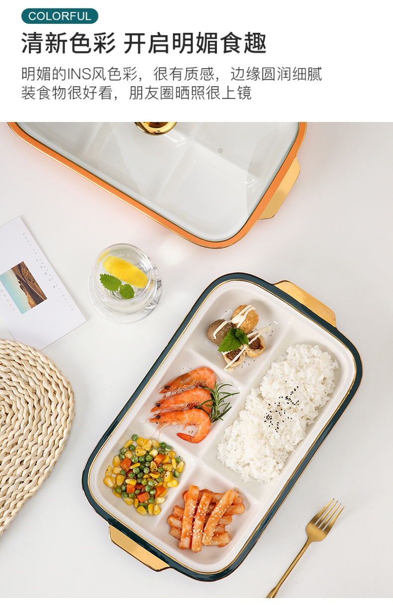 Ceramic dinning plate frame creative dribbling cover reduced fat breakfast snack plate hotel club high - end food tableware