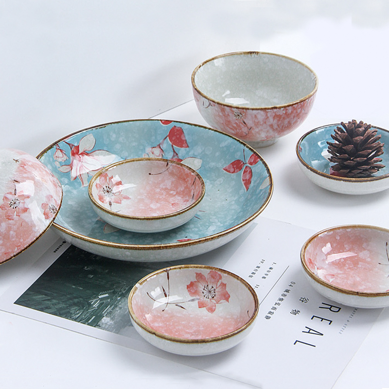 The dishes suit household to eat bread and butter plate combination Japanese contracted cherry blossom put soup bowl jingdezhen ceramics tableware