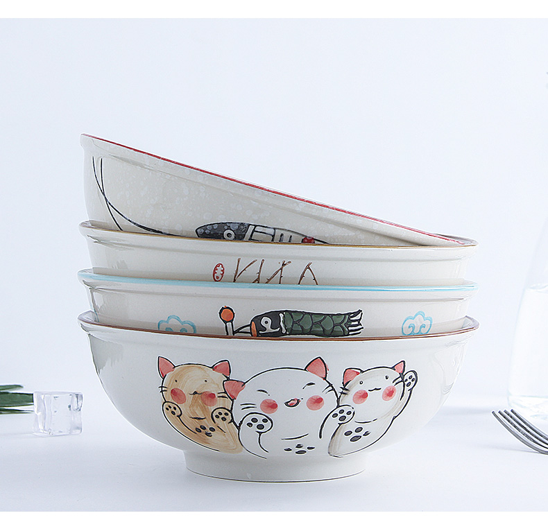 Jingdezhen ceramic bowl home eat large bowl contracted lovely rainbow such as bowl bowl creative hand - made use of Japanese dishes