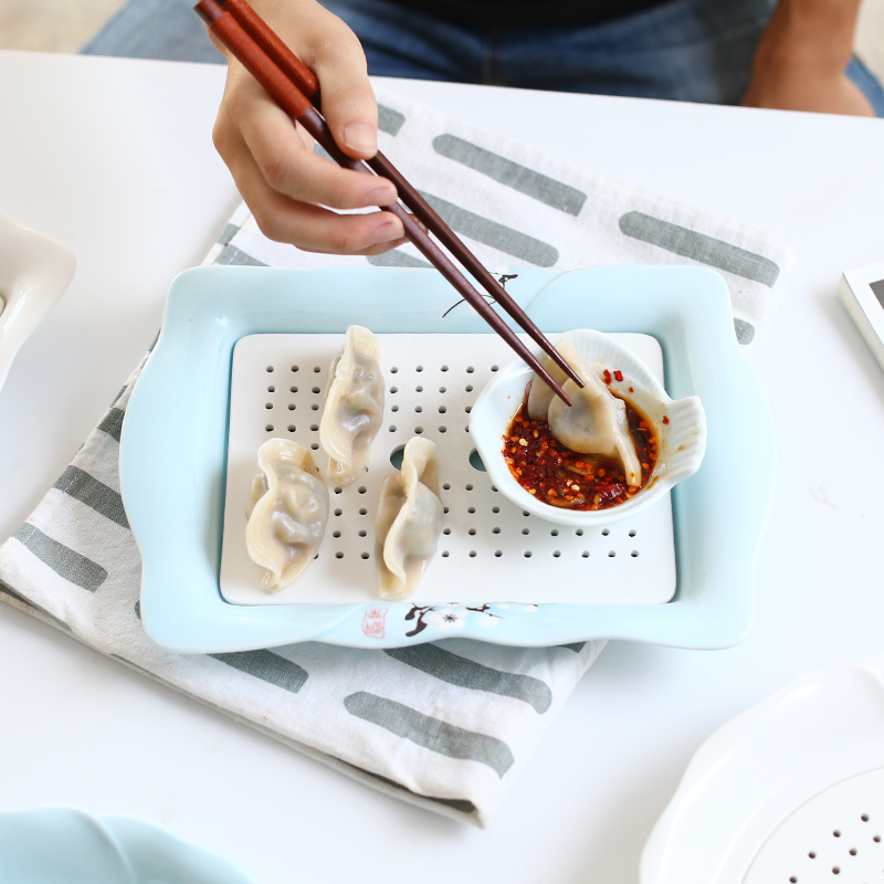 Japanese tableware jingdezhen ceramic plates home steamed dumpling dish creative contracted a cold cold dish dish of boiled dumpling dishes