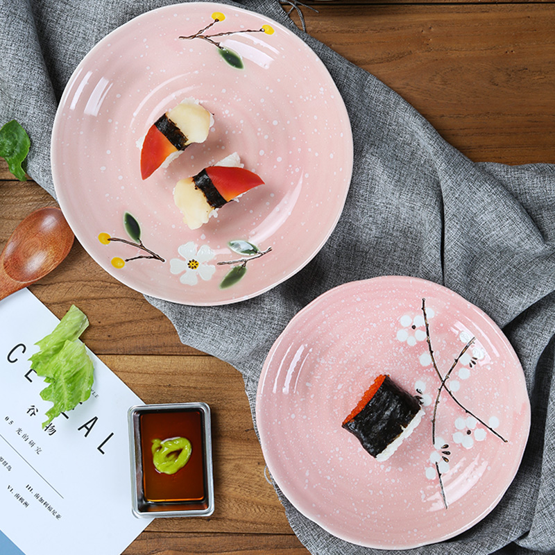 Jingdezhen ceramic plate round home deep LIDS, Japanese beef dish food dishes creative dumplings plate tableware