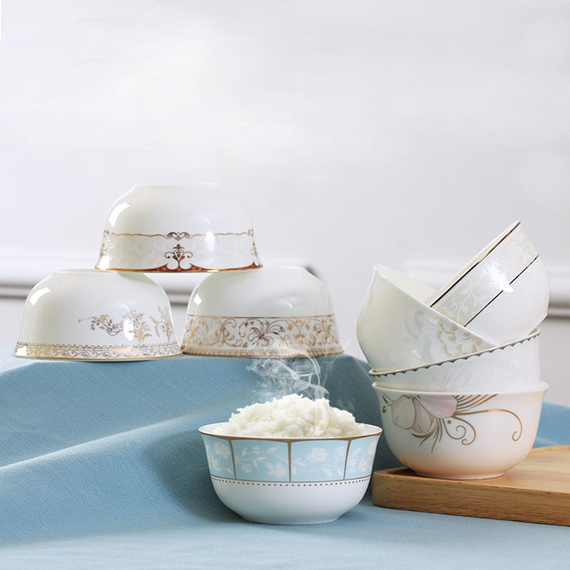 Jingdezhen ceramic plate suit household contracted 10 only to eat the rice bowls Korean ipads porcelain tableware products to 4.5 inches