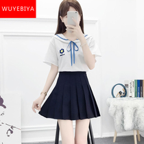 Small frescoed dress Dress Girl Summer Dress 2022 New Junior High School Student Sweet 100 pleats short dress Two suits