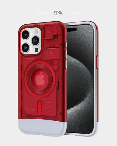 Red — SGP Spigen Classic C1 MagFit Tough Shockproof High End Premium 15 Pro iPhone Case