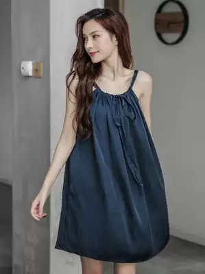 New nightdress women's summer ice silk small sexy cute sweet sling thin loose silk long pajamas