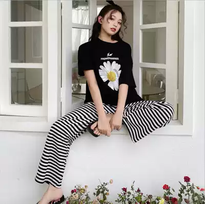 Daisy pajamas women cotton summer short sleeve set cute sweet Net red same model can be worn outside home clothes thin