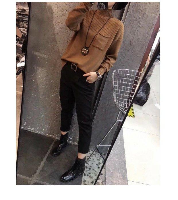Quần áo mùa thu đông châu Âu nữ 2018 mới hàng châu Âu thời trang hoang dã cao cổ áo len cashmere đầu lỏng áo len thủy triều ao thun