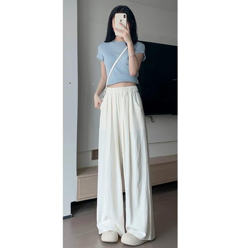 Шелковые тонкие белые штаны для отдыха, подходит для подростков