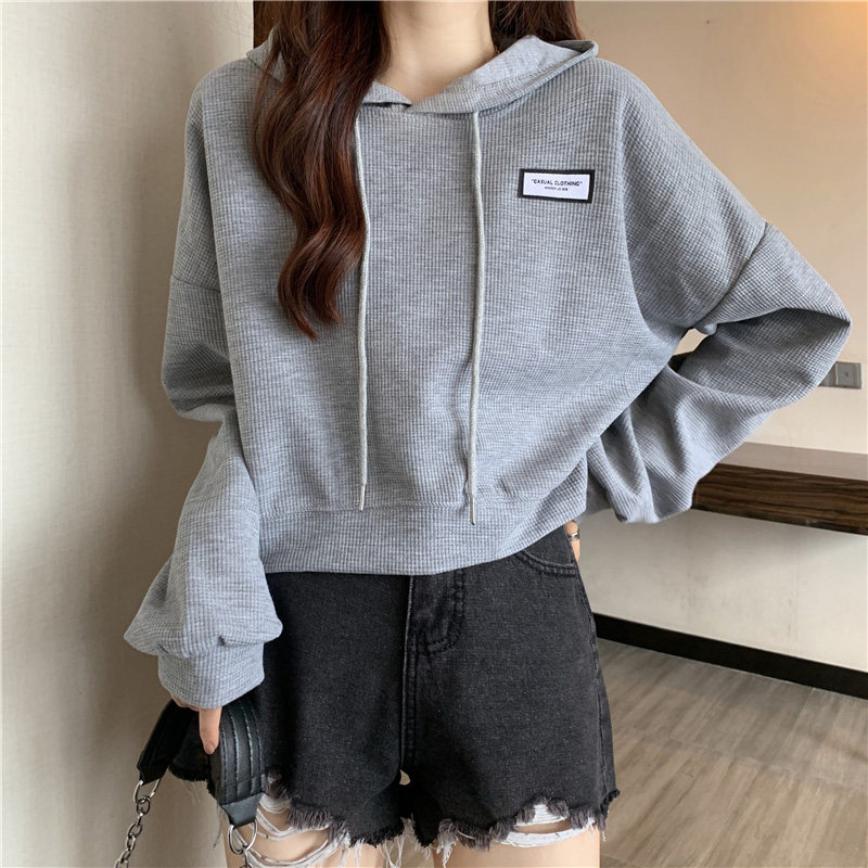 Spring loose cap American retro jersey design feels small women's clothes to small short long sleeve coat
