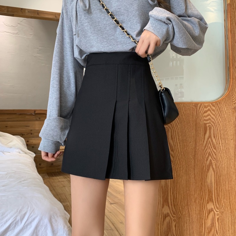 Summer skirt design sensation small crowdwaist display slim A character short skirt small sub black 100 pleats hip half body skirt woman