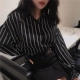 Mùa thu Hàn Quốc phiên bản áo sơ mi sọc màu hoang dã 2018 Học sinh mới lột sơ mi dài tay chống nắng mỏng quần áo nữ