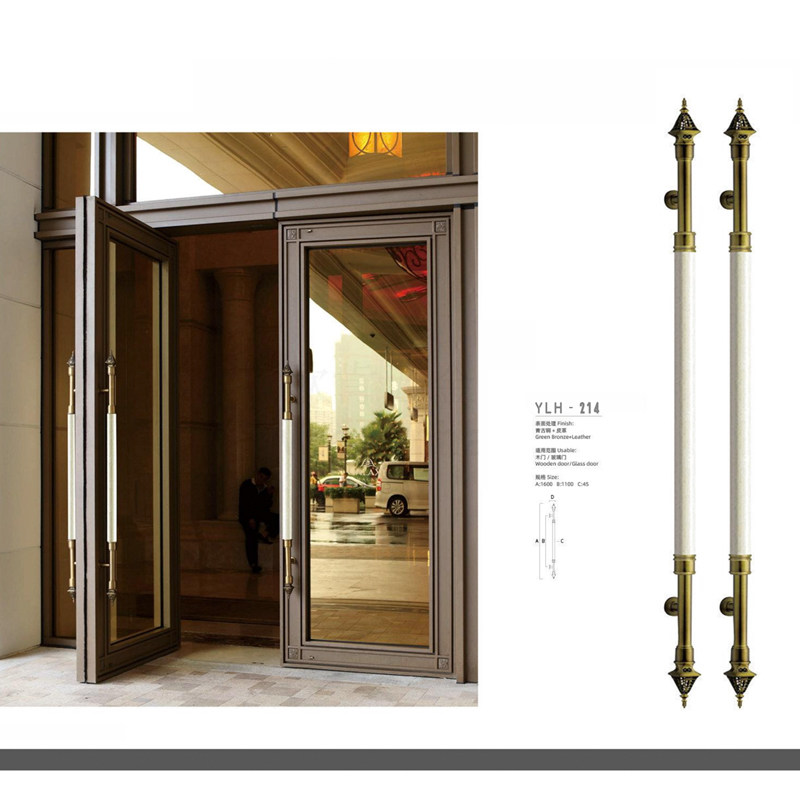 New Chinese-style hotel club private room door marble carving handle custom glass door solid wood door double switch handle