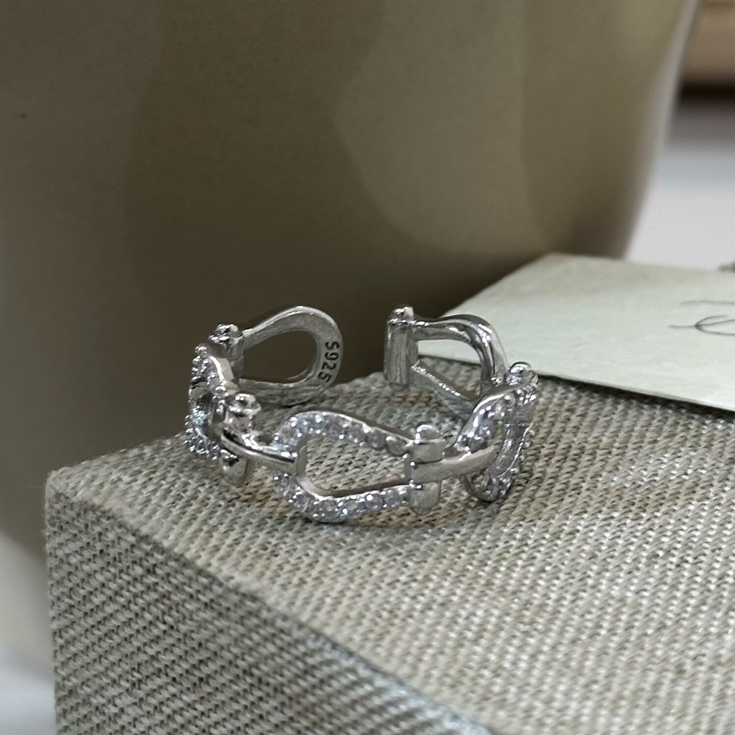 925 silver horseshoe buckle ring for women niche design simple ins simple versatile light luxury high-end sense