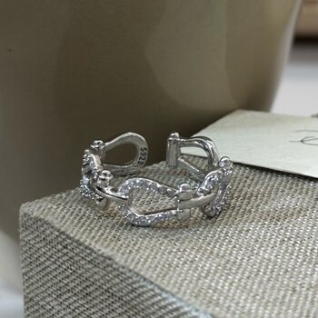 925 silver horseshoe buckle ring for women niche design simple ins simple versatile light luxury high-end sense