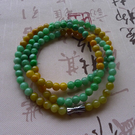 Old Pit Myanmar A Goods Emerald Double Color Emerald Necklace Hand-string Hand Condensed with fine water Runway jade jade ware