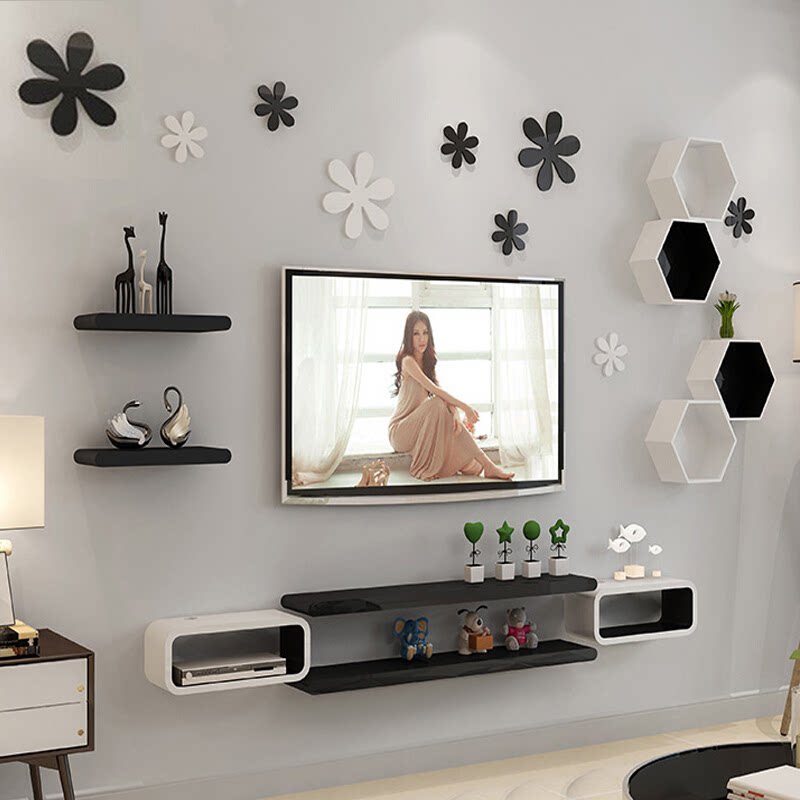 Wall TV UPPER BOX RACK LIVING ROOM BACKGROUND WALL BEDROOM WALL HUNG TV CABINET FILM AND FILM WALL DECORATION SHELF