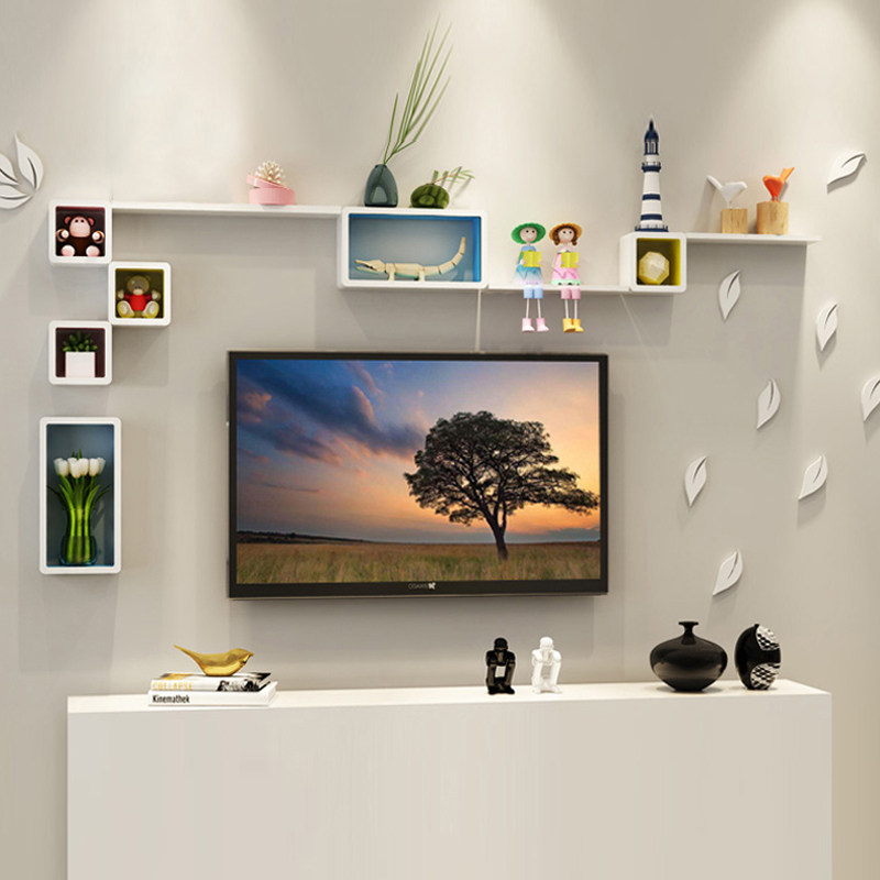 Wall Shelf Living Room Wall-mounted Wall Cabinet TV Background Wall Bedroom Room Wall Wall Decoration Rack Free of perforated partitions