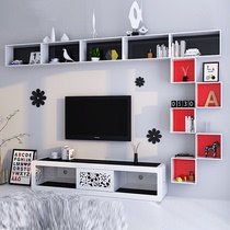 TV background wall wall hanging shelf TV Wall Plaid living room wall creative wall cabinet bedroom decoration frame